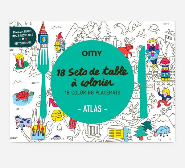 18 sets de table à colorier atlas omy