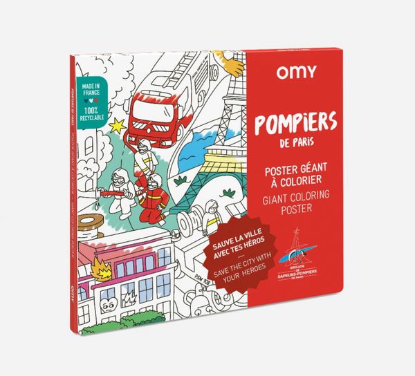 poster à colorier pompiers omy