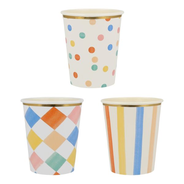 Assortiment de 8 gobelets anniversaire avec dorure