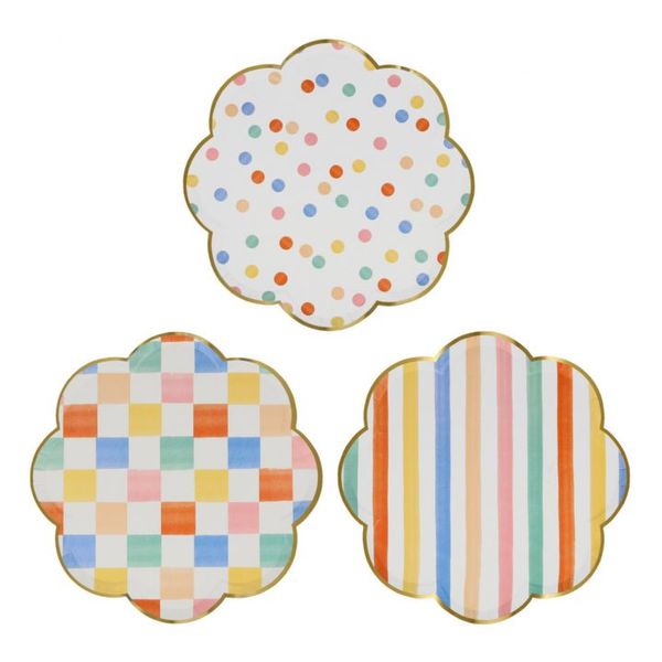 assortiment de grandes assiettes anniversaire avec dorure meri meri