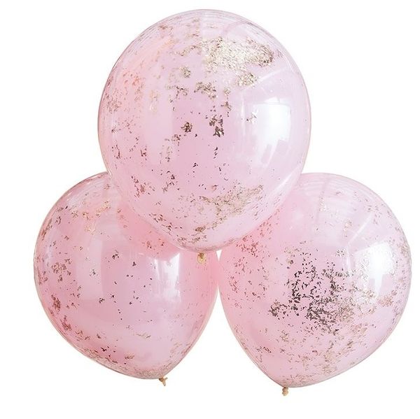 Grands Ballons roses confettis Rose; Rose gold, Ginger Ray, Ballons, Fête, décoration