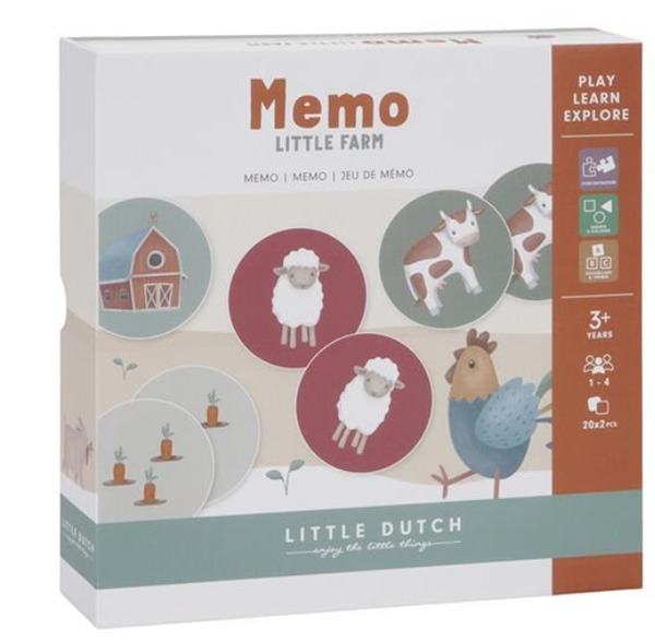 Jeu de mémo en carton - Little Farm, Little Dutch, Jeu, Enfant, Développement, Capacité, Pédagogie