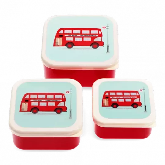 Set de 3 boites à goûter - "Routemaster Bus", Rex London, Gouter, Enfant, Ecole, Style, Pratique