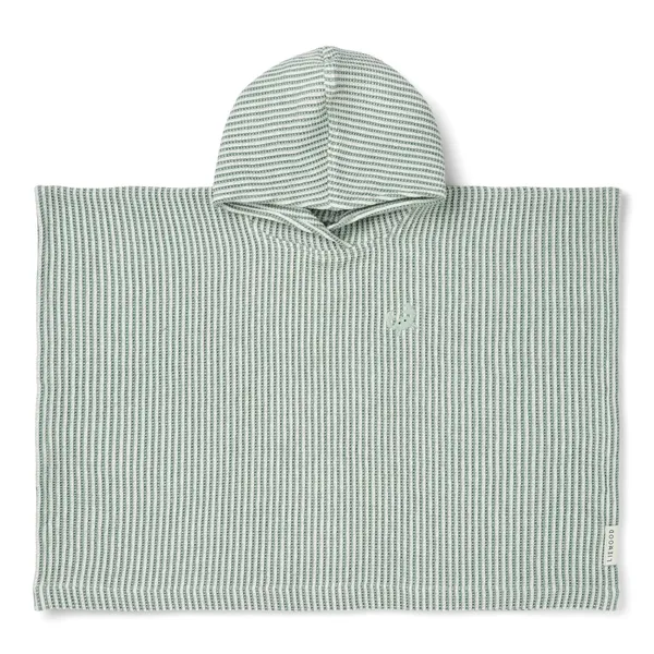 Poncho de bain Paco brodé - 1/2 ans - Stripes Peppermint/Creme de la creme, Liewood, Enfant, Plage, Chaud, Séchage