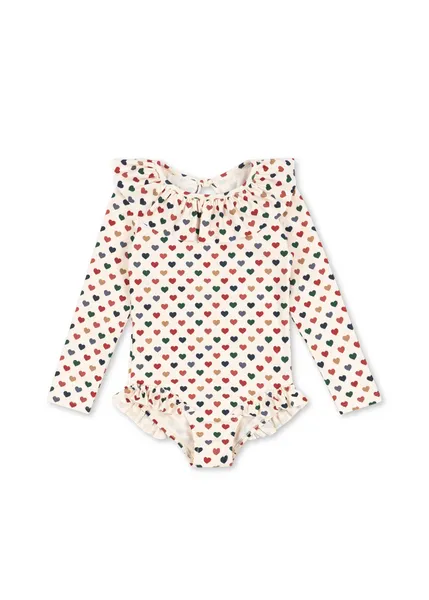 Maillot de bain à Manches Manuca - Coeur Coloré - 6 mois, Konges Slojd, Enfant, Plage, Piscine, Indispensable, Idée cadeau