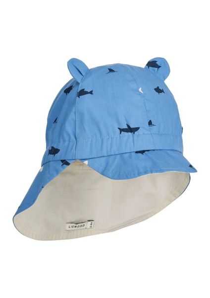 Chapeau de soleil Gorm - Shark/Riverside - 0/3 mois, Liewood, Enfant, Eté, Protection solaire, Plage, Idée cadeau
